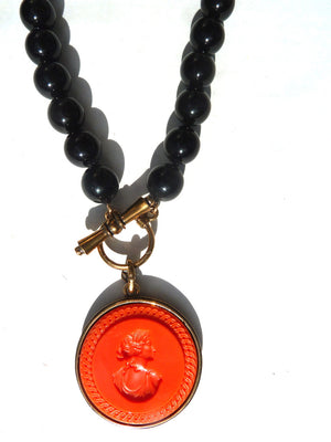 Necklace Intaglio Choker Black Coral