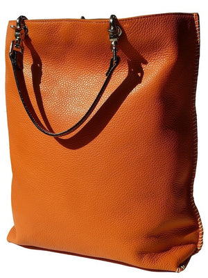 Gajumbo Tote Bag Pebble Grain Leather Orange