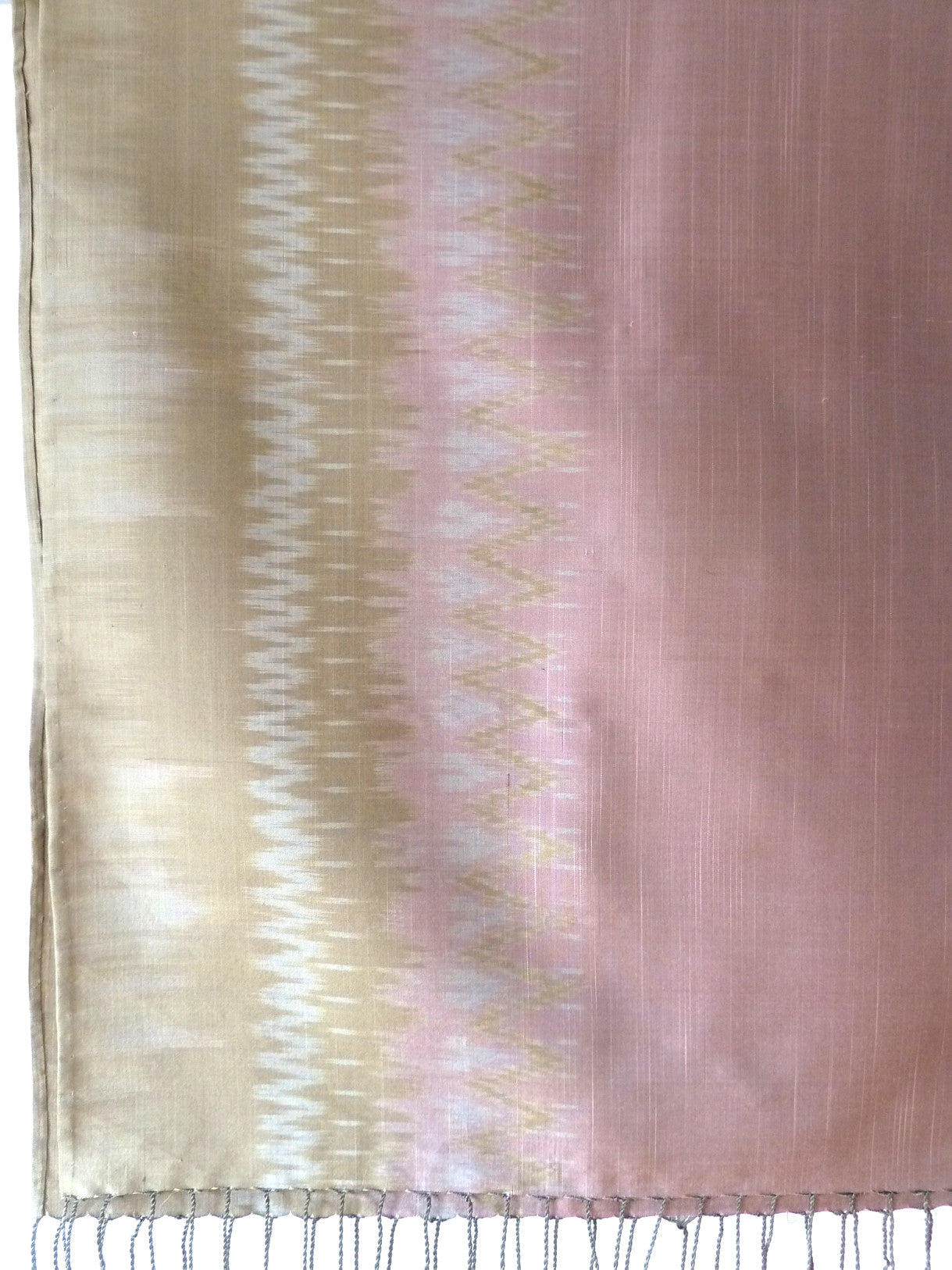 Silk Ikat Shawl Or Throw Pink Gold Blue