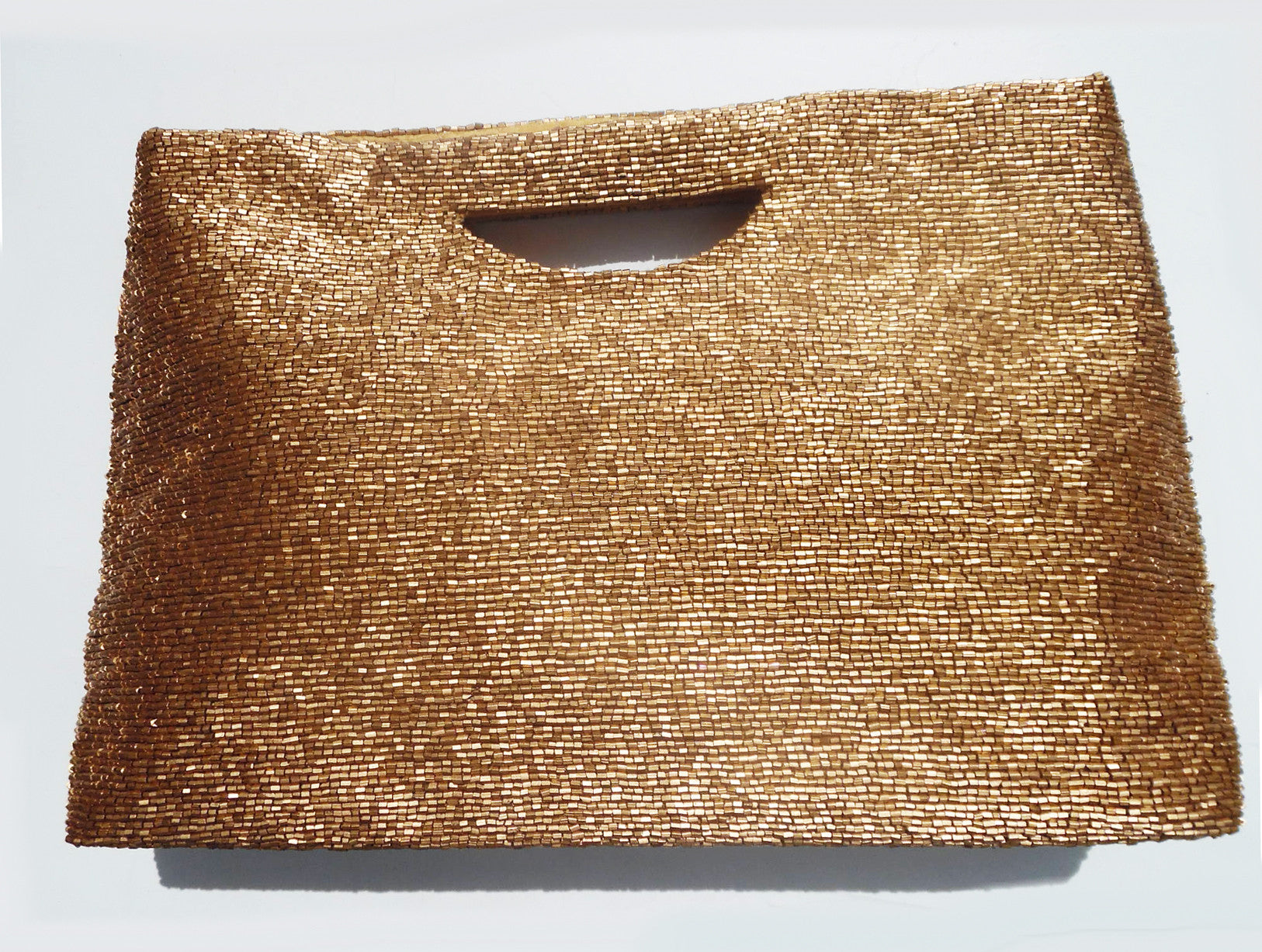Beaded Evening Bag with Handle Matte Black or Gold 2 Sizes