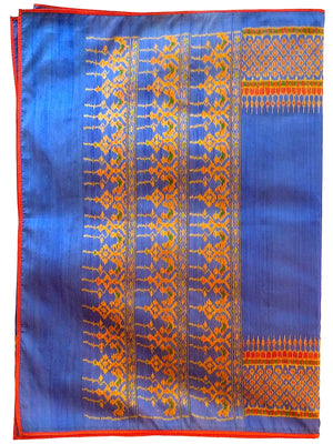 Silk Ikat Textile Wall Hanging Throw Royal Blue