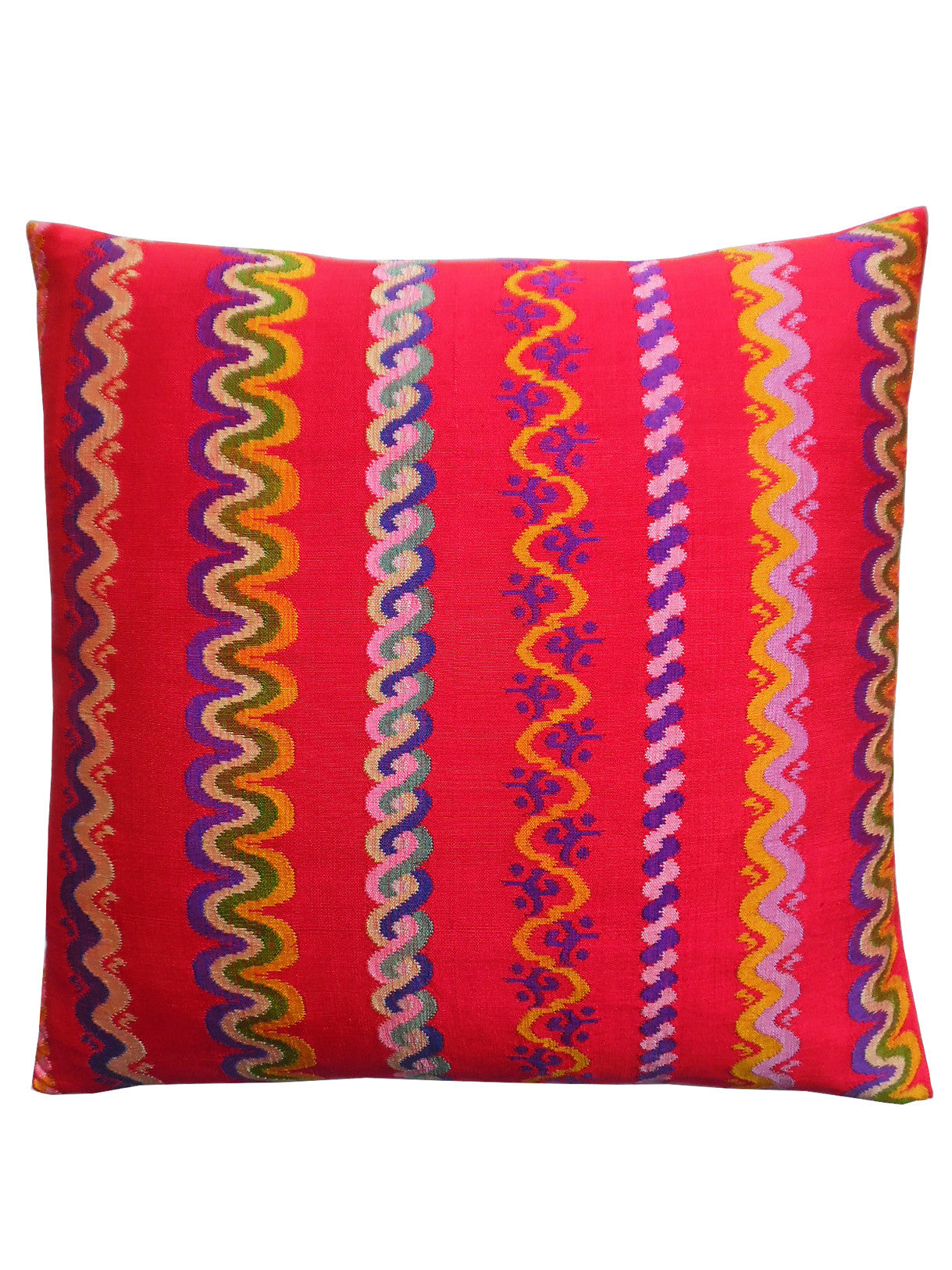 Pillow Hand Woven Burmese 10 Ply Red Groovy
