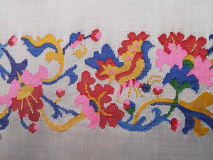 Burmese Silk Pillow Ivory Swirl And Scroll