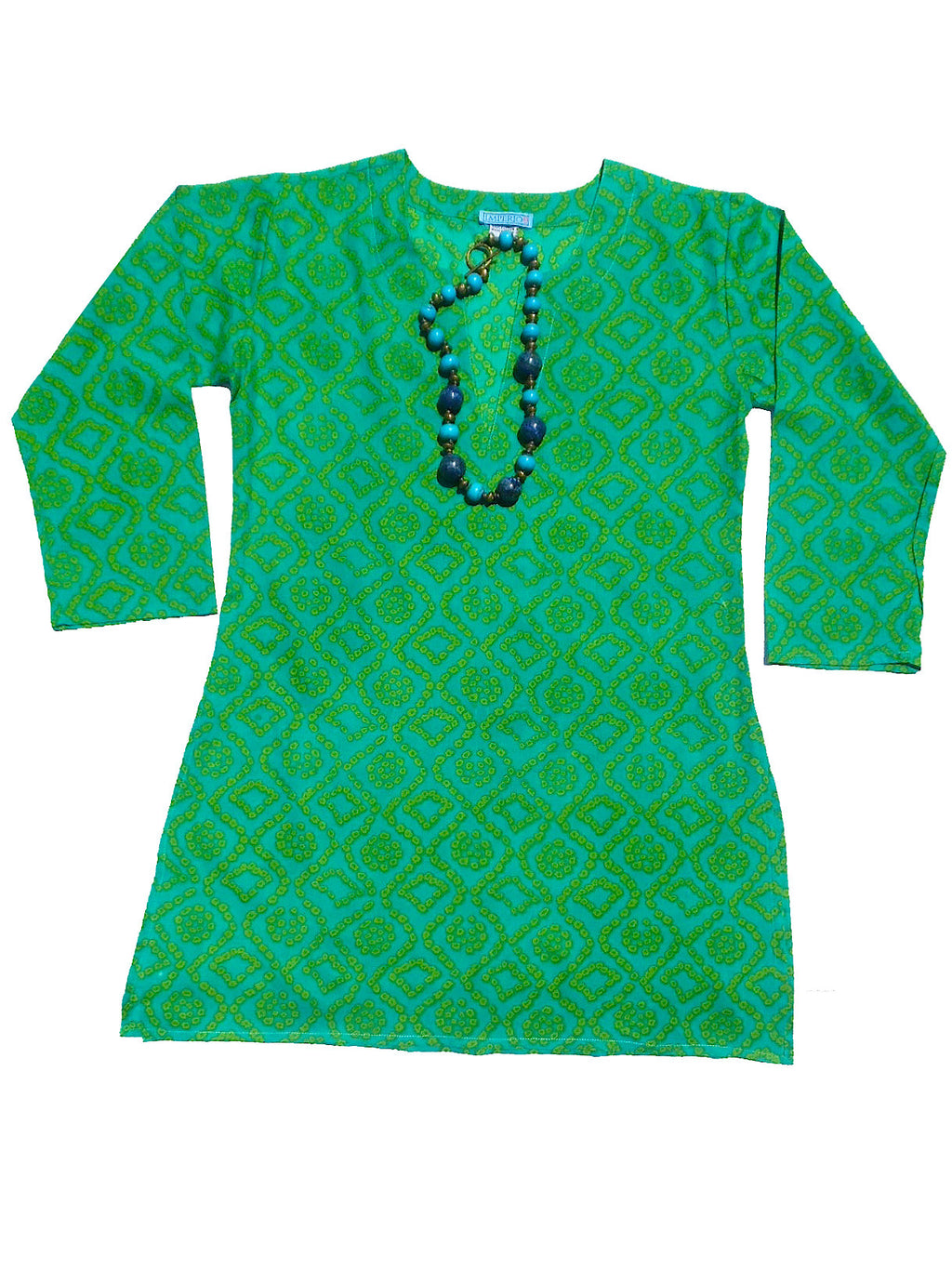 Raja Cotton Tunic Turquoise Green Tie Dye