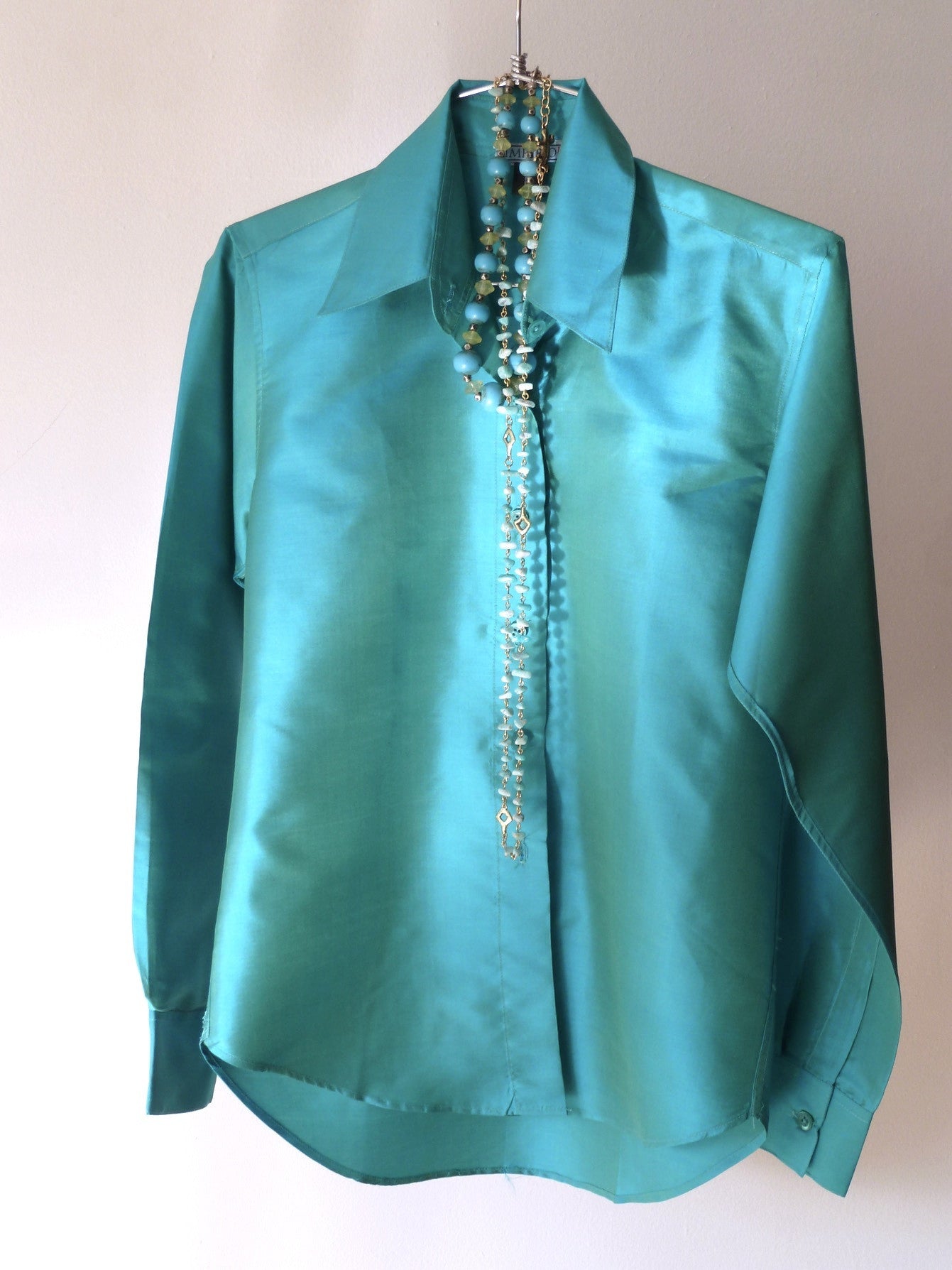 Thai Silk Button Down Shirt Assorted Blues