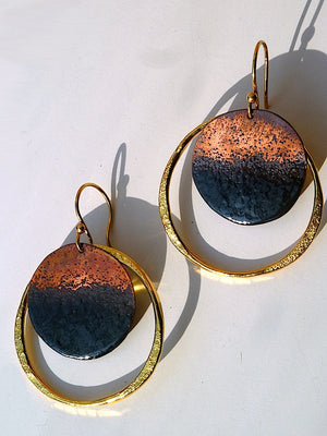 Earrings Medium Hoop Black Enamel By Sibilia