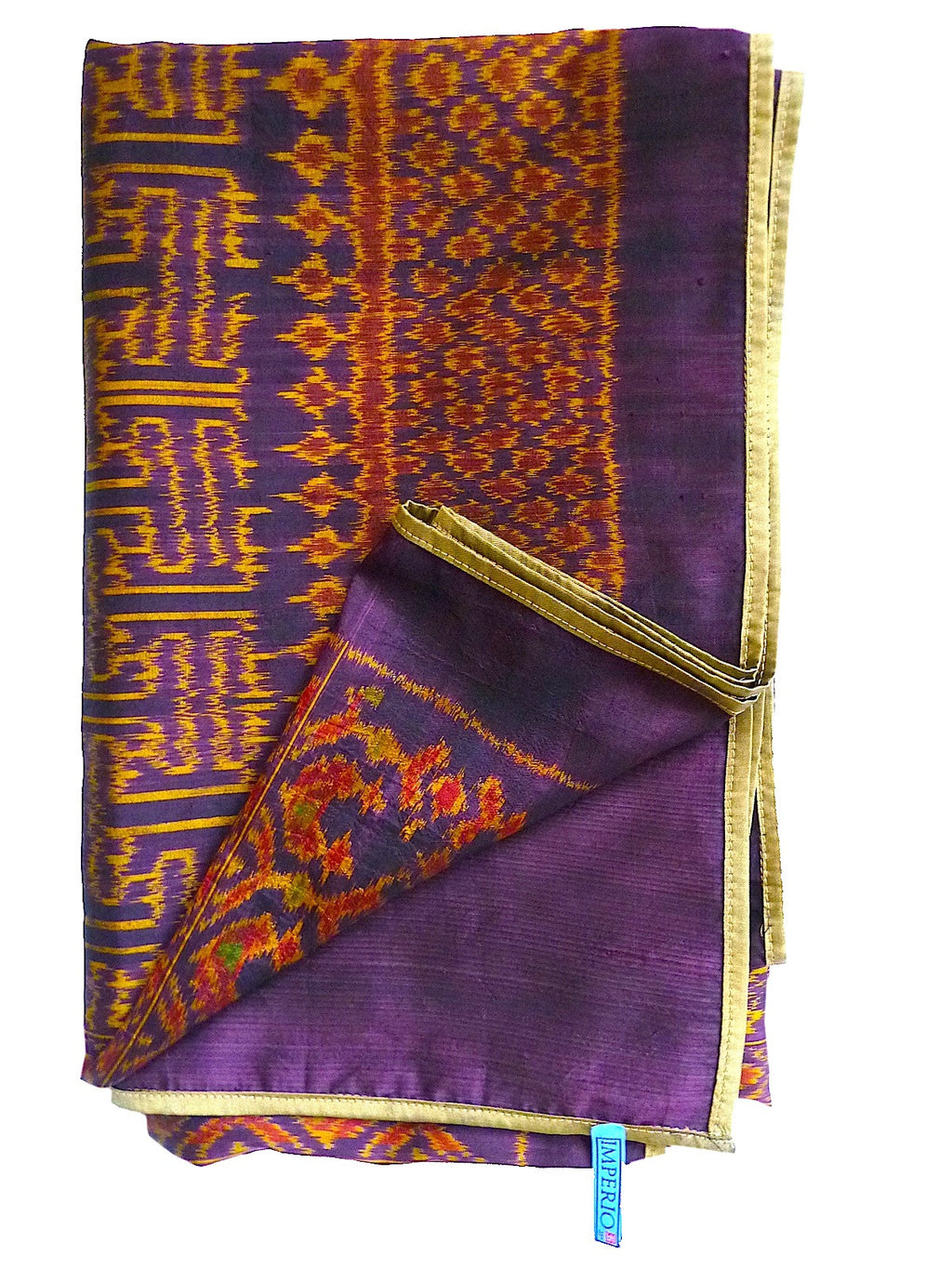 Silk Ikat Textile Wall Hanging Throw Purple Gold