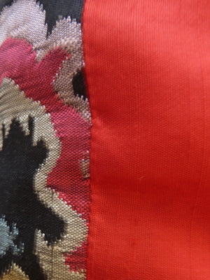 Burmese Silk Pillow Black White Red