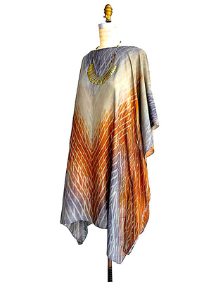 Silk Caftan Dress Hand Painted