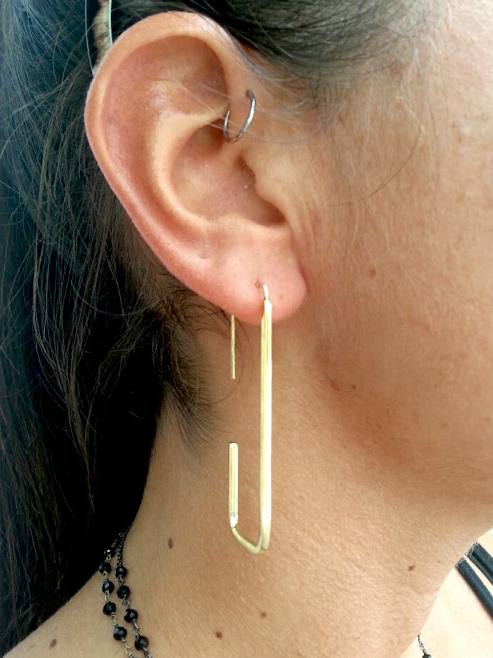 Earrings Gold on Brass Rectangle