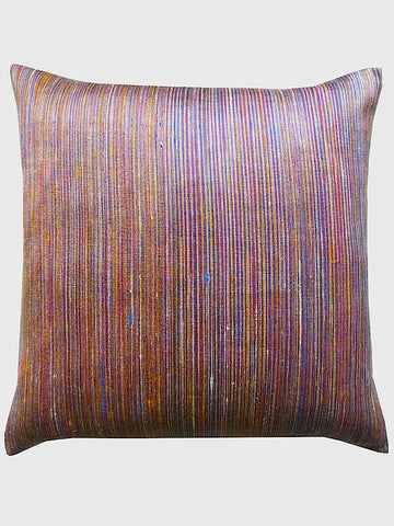 Pillow Cambodian Silk Hand Woven Stripe Blue Multi