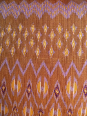 Cambodian Silk Ikat Pillow Caramel Amethyst