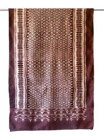 Silk Ikat Textile Wall Hanging Throw Chocolate Ivory