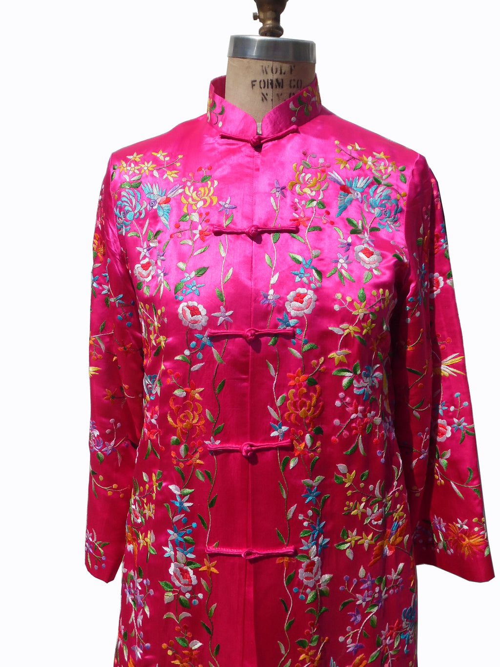 Hand Embroidered Silk Mandarin Evening Coat