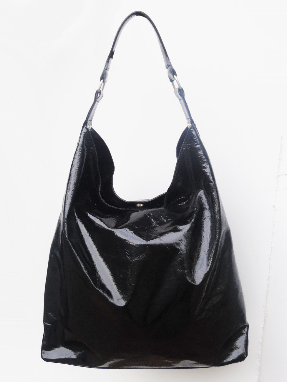 Pancho Hobo Bag Patent Leather Black