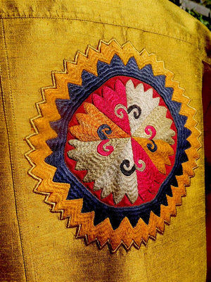 Jean Jacket Vintage Suzani Embroidery Amber