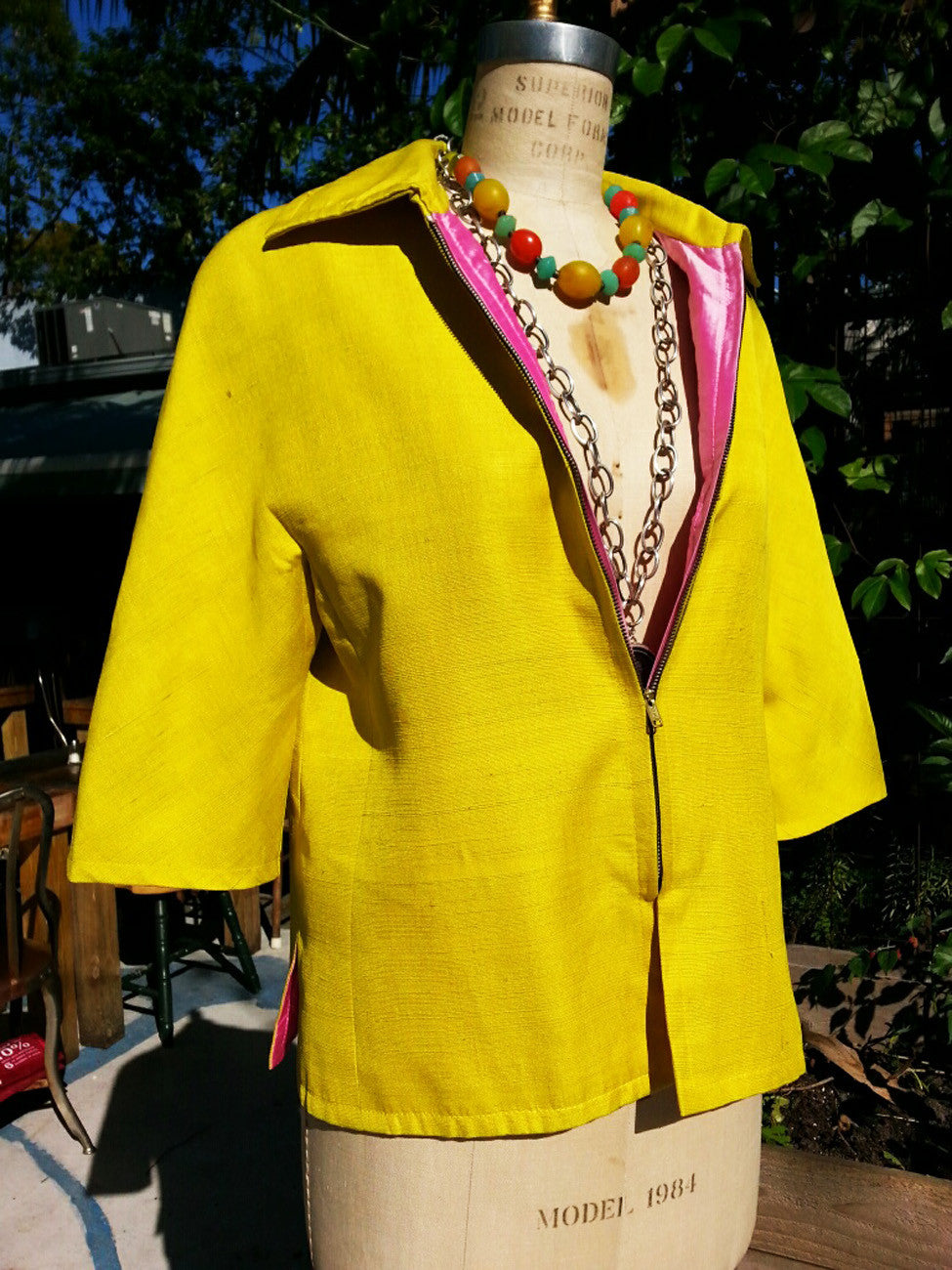 Couture Cut Peace Jacket Citron And Rainbow Swirl Long