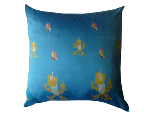 Burmese Silk 30 inch King Size Square Pillows Royal Blue