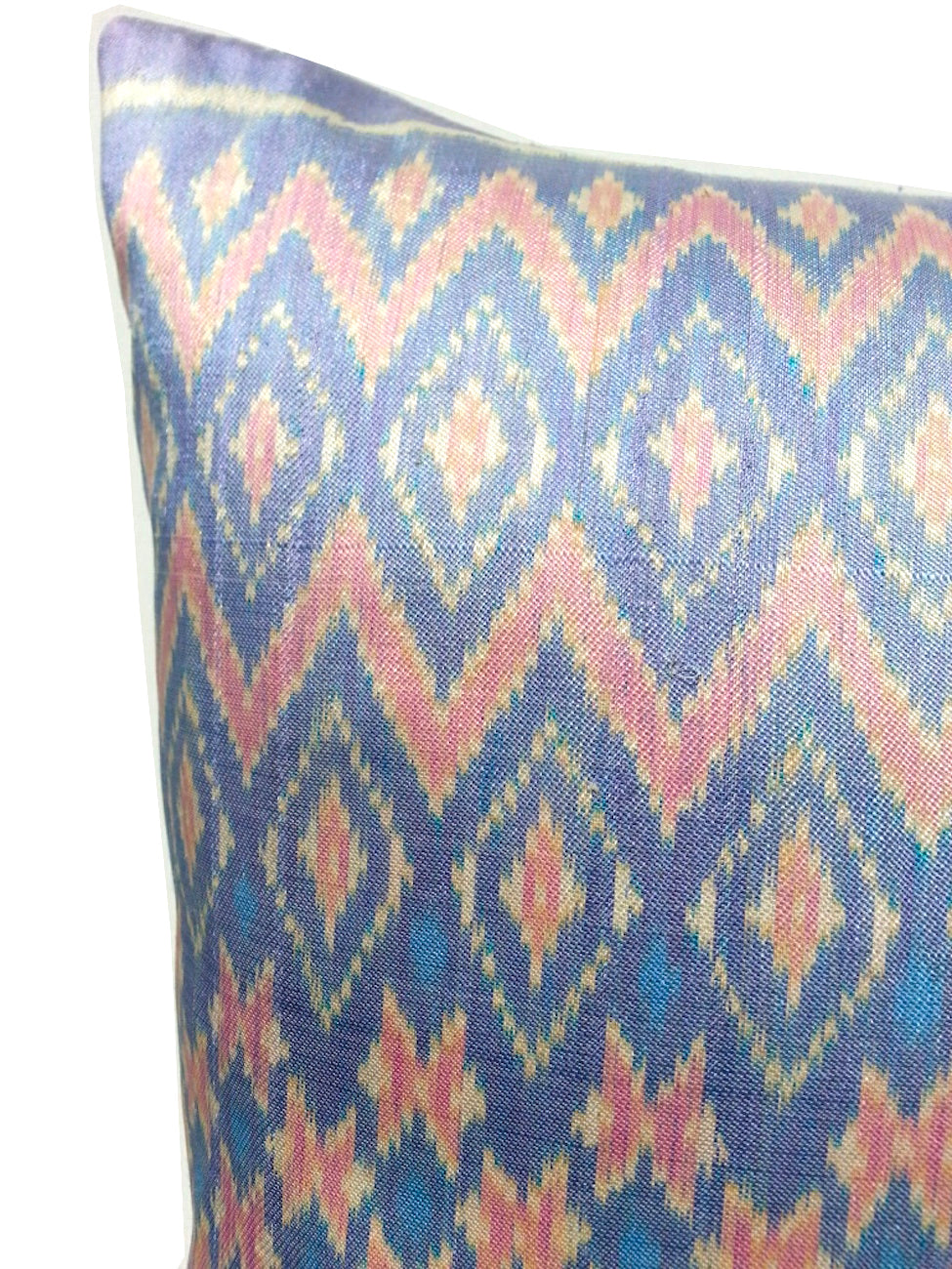 Cambodian Silk Ikat Pillow Baby Blue And Pink