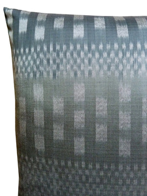 Thai Silk Modern Ikat Pillow Silver Charcoal