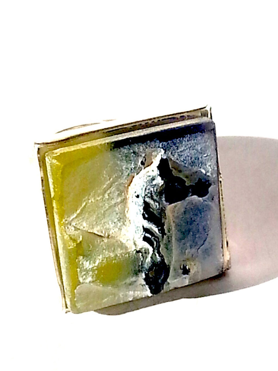 Ring Hand Cast French Glass Horse Silver Plated Band