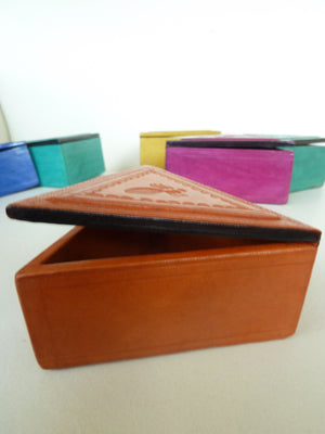 Boxes Tooled African Leather Triangle