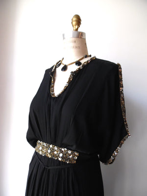 Cleopatra Long Black Dress With Sequins