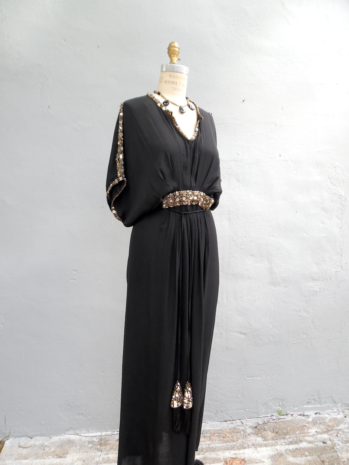 Cleopatra Long Black Dress With Sequins