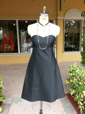 Empire Strapless Cocktail Dress Thai Silk Black