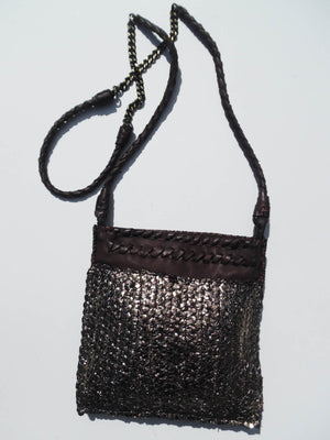 Tricot Woven Leather Square Evening Pouch