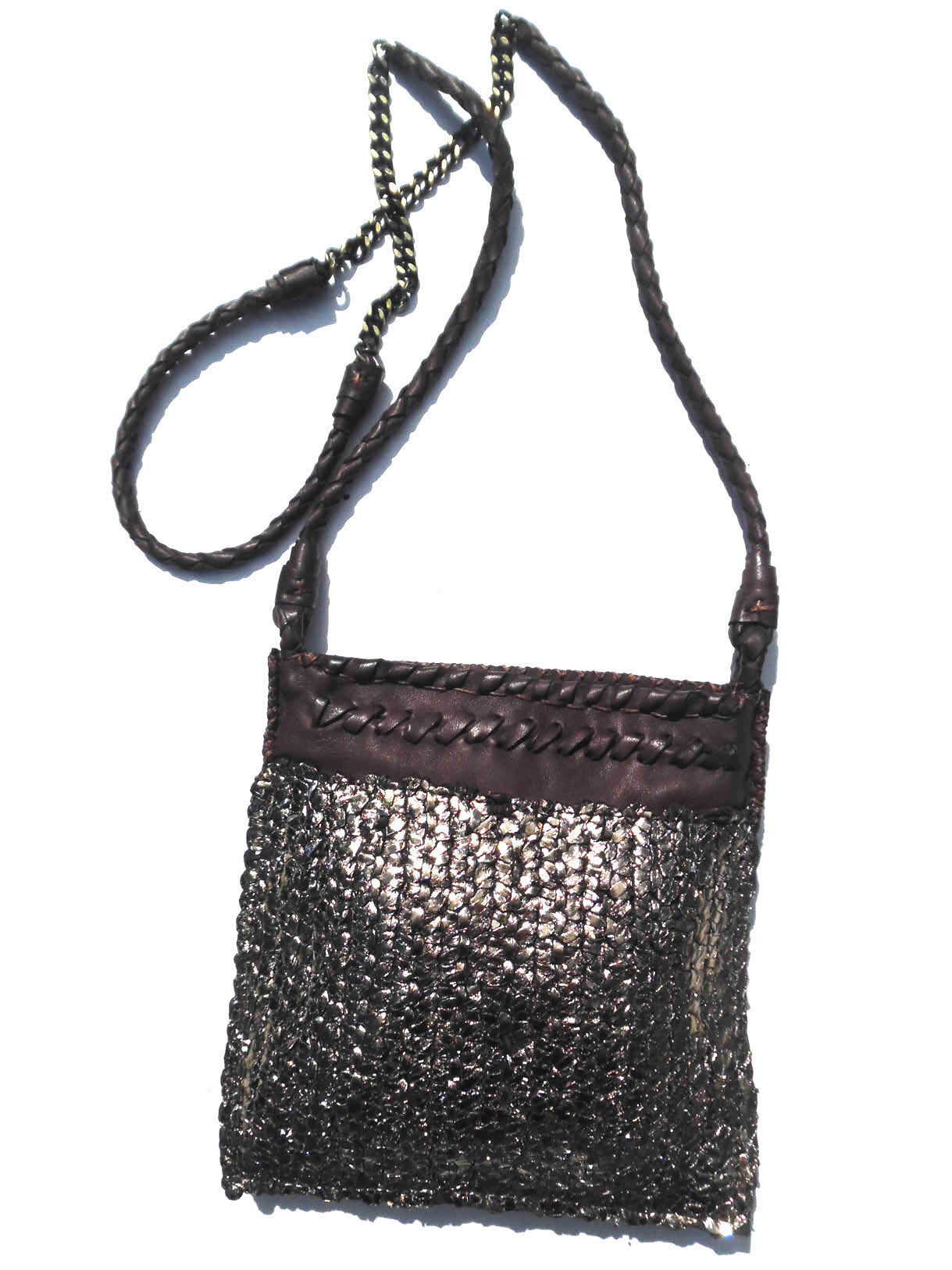 Tricot Woven Leather Square Evening Pouch