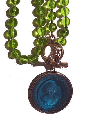 Necklace Intaglio On 30 Inch Glass Bead