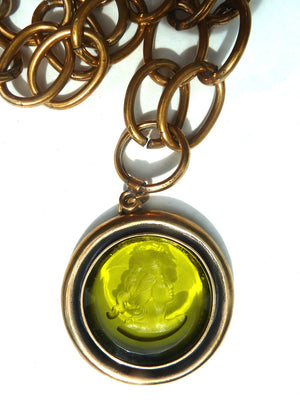 Necklace Double Length Intaglio On Brass