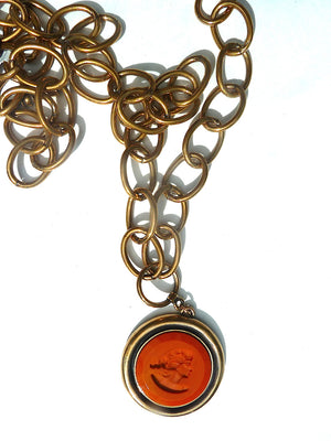 Necklace Double Length Intaglio On Brass