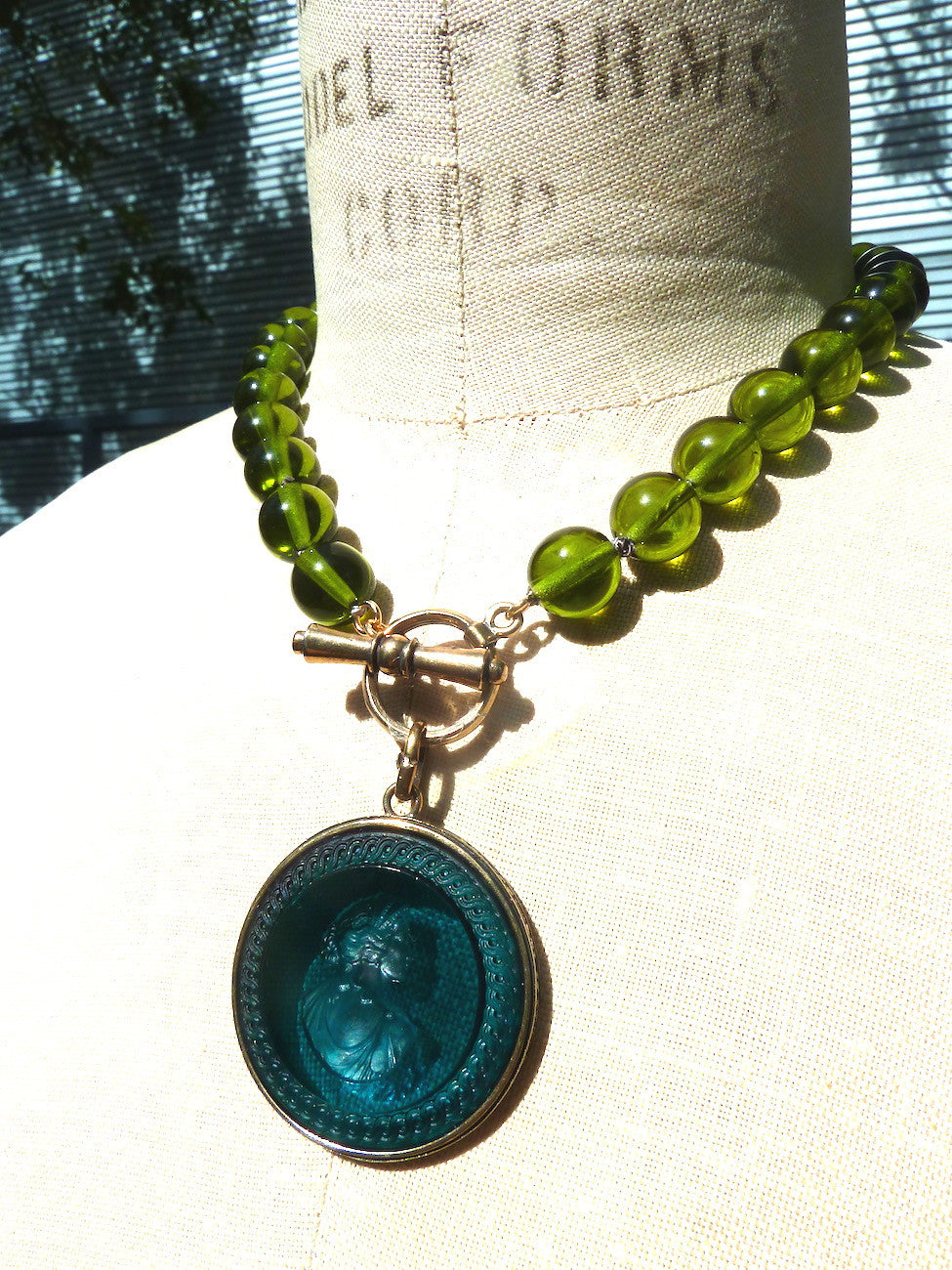 Necklace Intaglio Choker Turquoise Olive