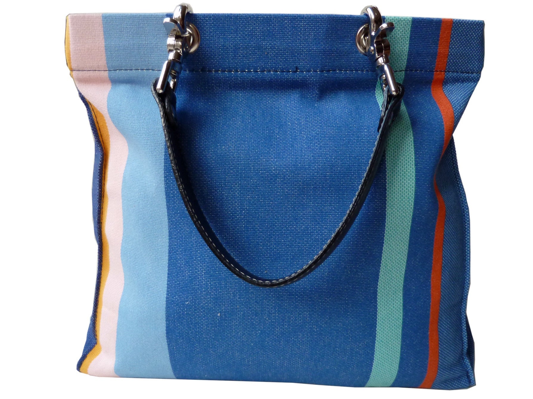 French Cotton Stripe Bags Denim Orange Color Block