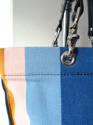 French Cotton Stripe Bags Dark Denim Color Block
