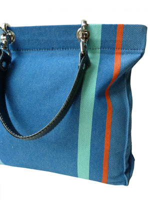 French Cotton Stripe Bags Denim Orange Color Block