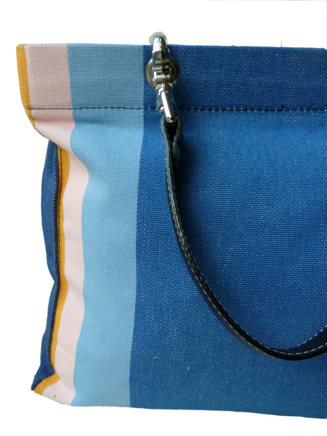 French Cotton Stripe Bags Blue Orange Color Block