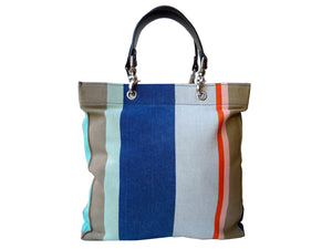 French Cotton Stripe Bags Blue White Color Block