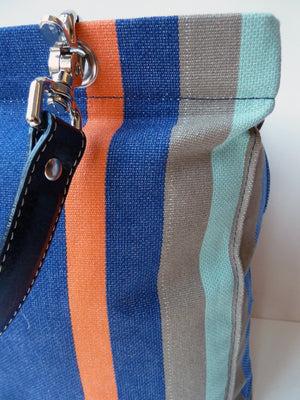 French Cotton Stripe Bags Dark Denim Color Block