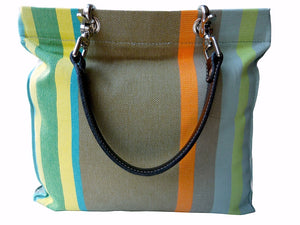 French Cotton Stripe Bags Khaki Blue Green