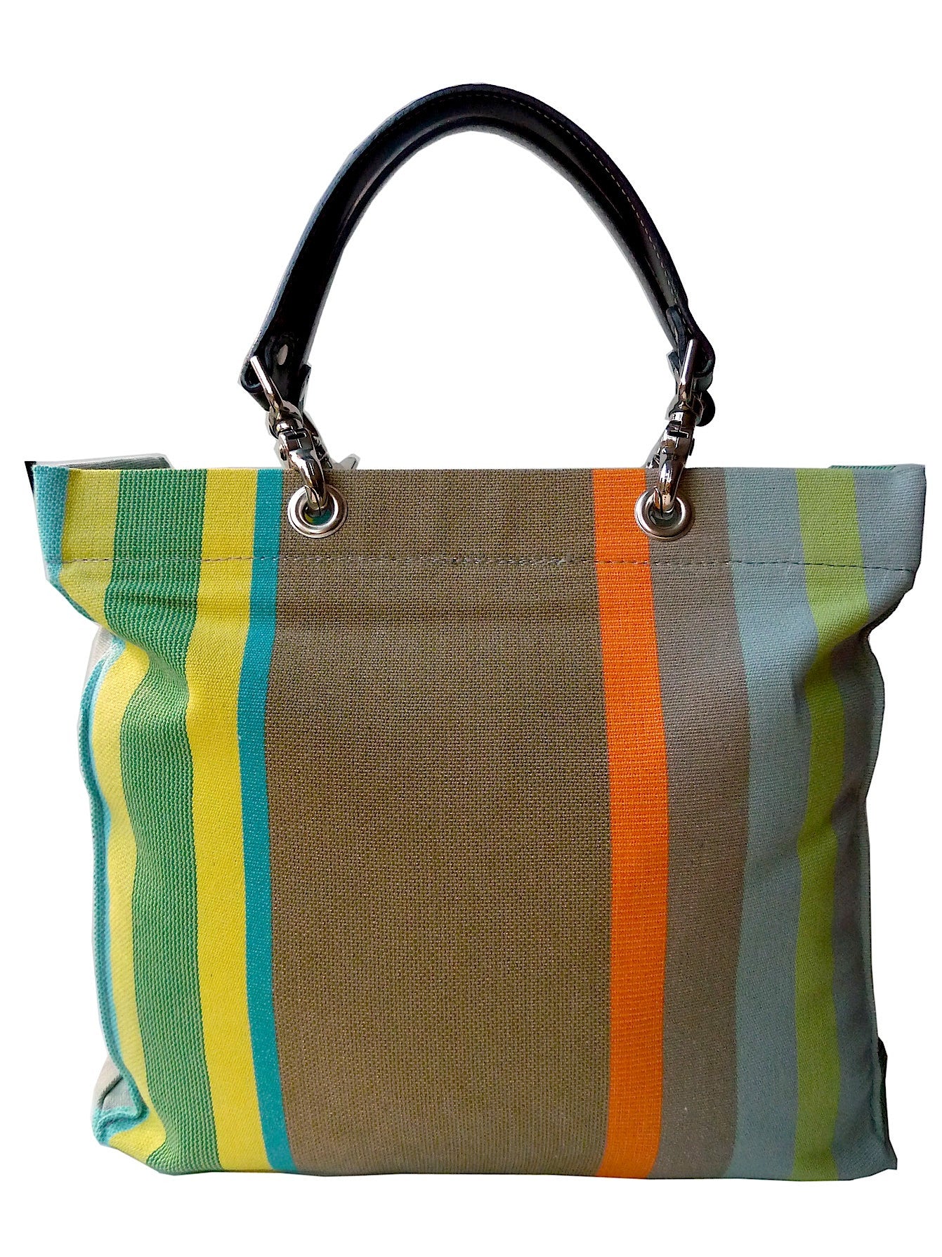 French Cotton Stripe Bags Yellow Taupe Color Block