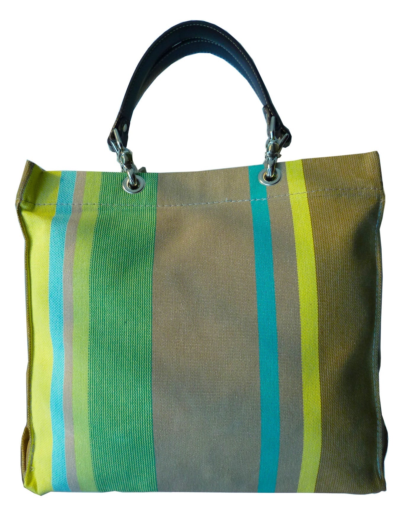 French Cotton Stripe Bags Khaki Blue Green