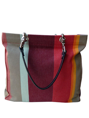 French Cotton Stripe Bags Red Olive Color Block