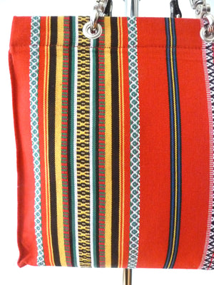 French Cotton Stripe Bags Red Black