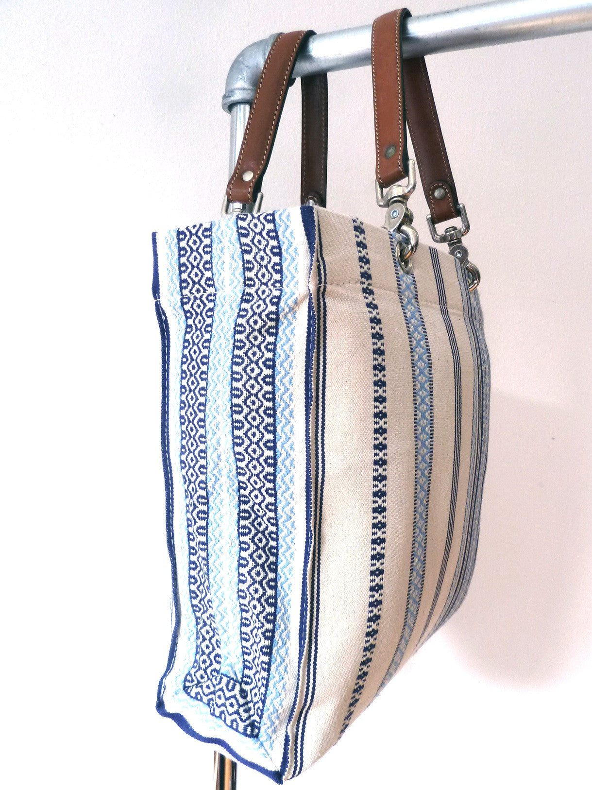 French Cotton Stripe Bags Blue And White
