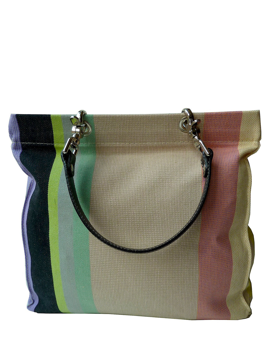 French Cotton Stripe Bags Pink Black Sand Color Block