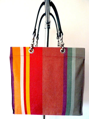 French Cotton Stripe Bags Orange Color Block