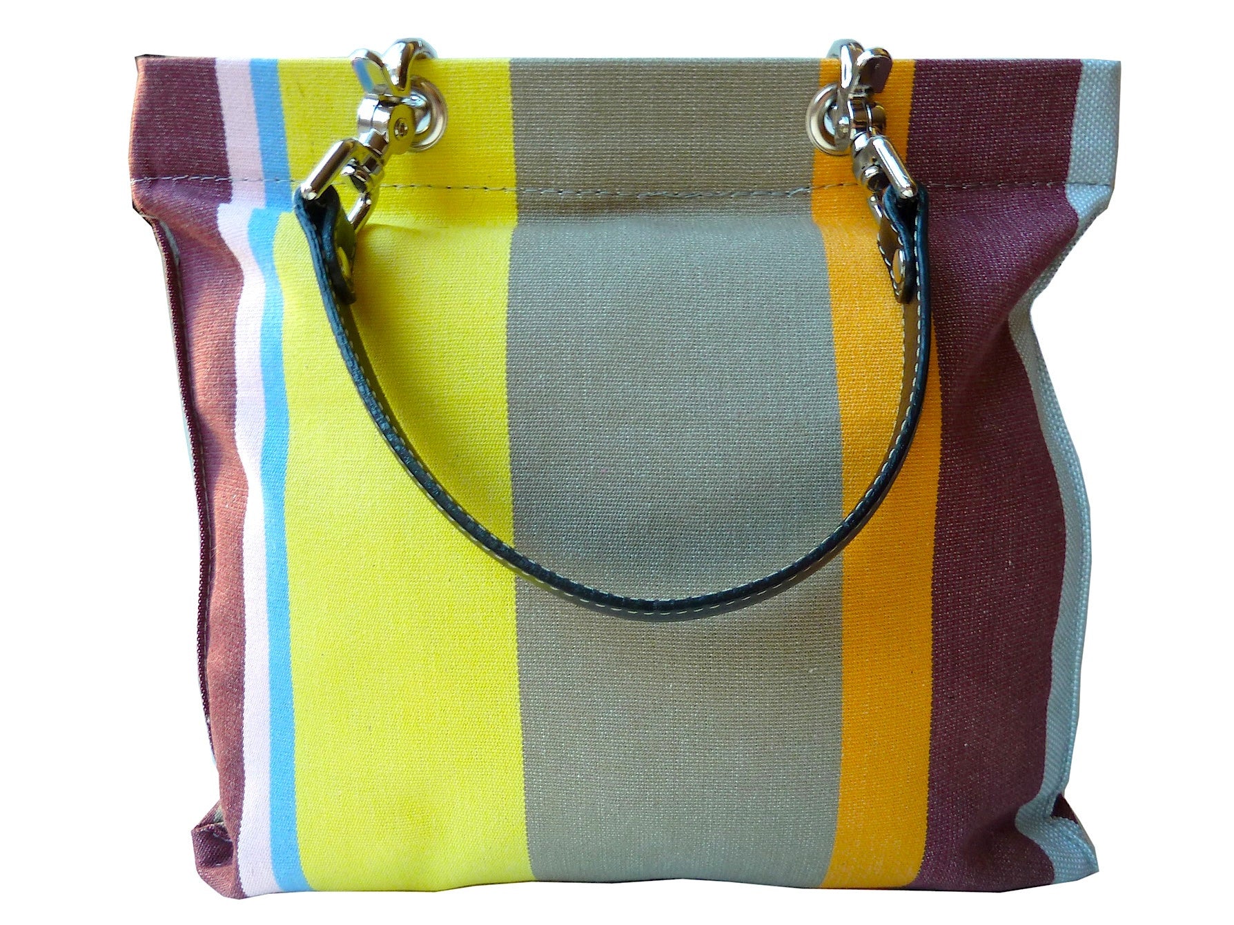 French Cotton Stripe Bags Yellow Taupe Color Block